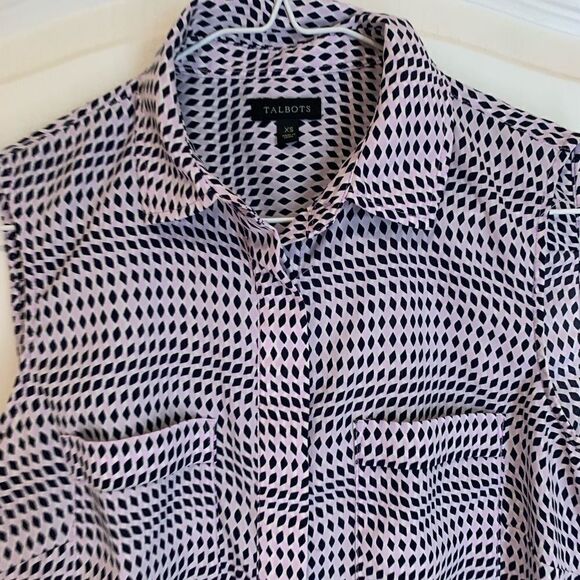 Talbots purple and black diamond plaid tank blouse - Picture 4 of 5